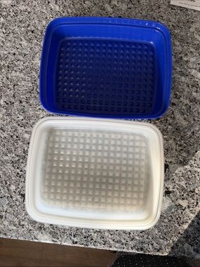 Tupperware Marinade #1518 COBALT BLUE 9.5”x7.5” 2”deep NWOT